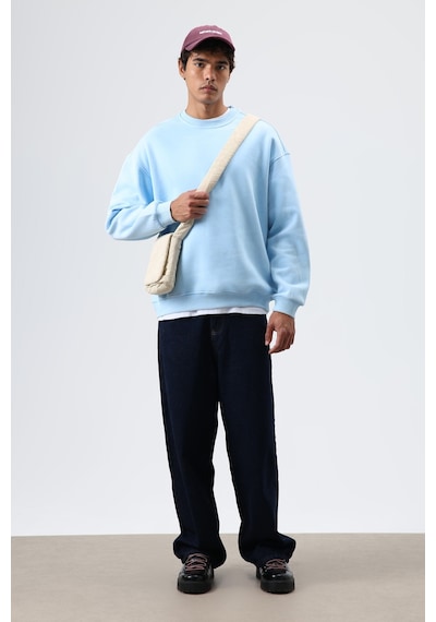 Vamos Basic Oversize Yıkamalı Sweatshirt Bebek Mavisi
