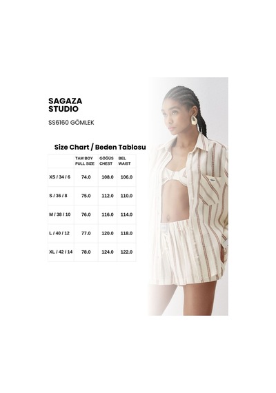 Sagaza Studio Ss6160 Oversize Çizgili Gömlek Kahve