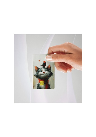 Minnoş Kedi Temalı Kredi/banka Kartı Kaplama Sticker Tekli Standart
