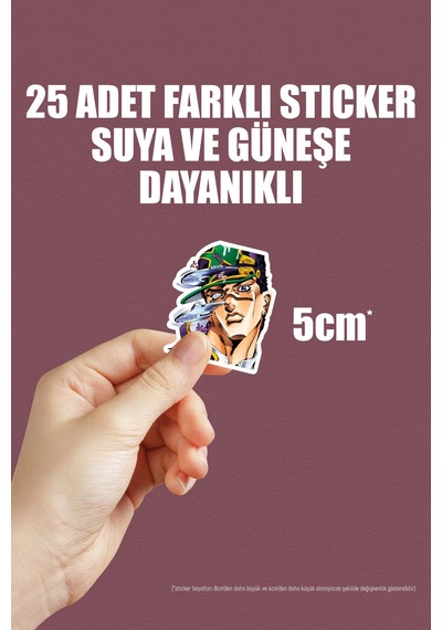 Jojo No Kimyou Na Bouken Part 6 Anime Telefon Laptop Yapışkanlı Folyo Sticker Paketi 25 Adet Çok Renkli