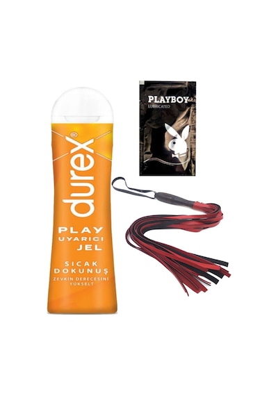 Durex Play Sıcak Dokunuş Bay Bayan Uyarıcılı Jel 100 Ml + Kırmızı Püsküllü Deri Kirbaç + Hediye