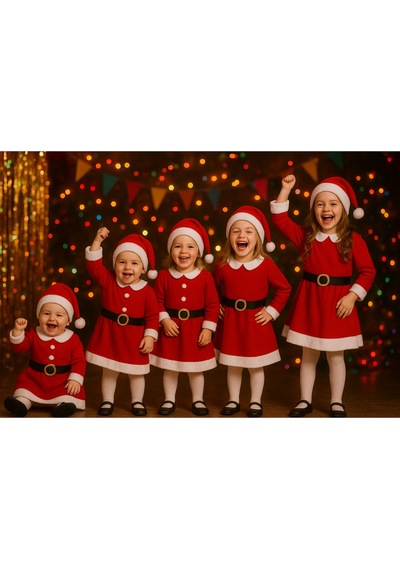 Parti Selesi Kız Çocuk Noel Elbise Noel Baba Kıyafeti Noel Kostümü Yılbaşı Yeni Yıl Kırmızı
