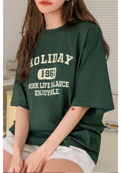 Uyguntarz Unisex Holiday Baskılı Tasarım Tshirt Yeşil