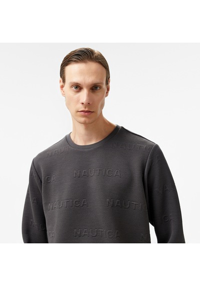 Nautica Erkek Gri Regular Fit Sweatshirt Düz K37225t Gri