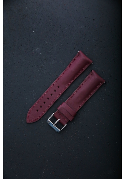 Hakiki Deri 22mm Akıllı Pimli Saat Kordonu Bordo