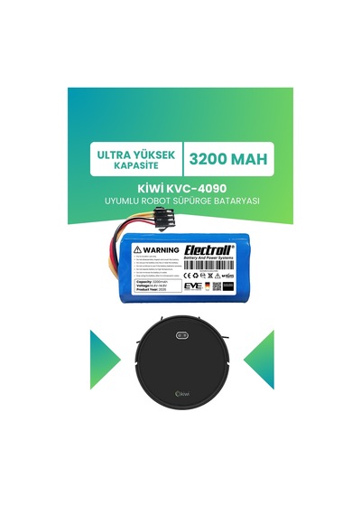 Kiwi Kvc-4090 Uyumlu Batarya Ultra Yüksek Kapasite 3200mah Robot Süpürge Bataryası