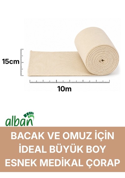 Alçı Altı Çorabı 15 Cm X 10 M, Pamuklu Esnek Medikal Stockinette