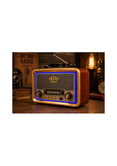 Ns-7217bt Bluetooth Nostaljik Radyo Fm/am/sw 3 Bant Usb Bellek Tf Kart Destekli Şarjlı Mp3 Müzik Çalar