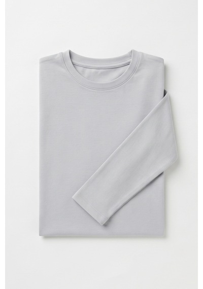 Kiagu Erkek Çocuk Uzun Kollu Basic Düz Tişört %100 Pamuk Bisiklet Yaka T-shirt 2-13 Yaş Gri