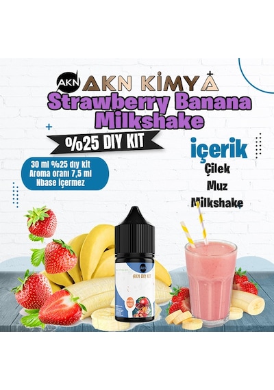 Strawberry Banana Milkshake Yoğun Dıy Kit Çilek Muz Gıda Aroması %25 Oranda Aroma İçerir Hazır Değildir 30 Ml