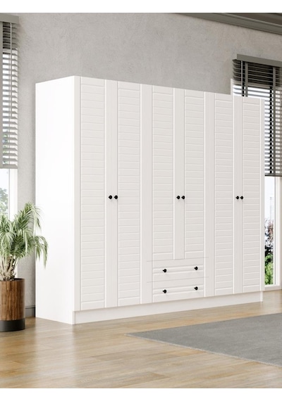 Kuzeylife Elegante Modern Tasarımlı Membran Kapaklı 6 Kapılı Gardırop (52 cm Derinlik) Kuzeylife Elegante Modern Tasarımlı Membran Kapaklı 6 Kapılı Gardırop (52 cm Derinlik)