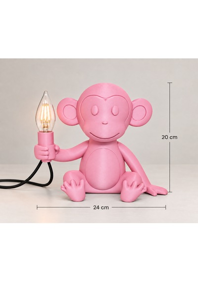 3dlab Moko 3d Baskı Maymun Figürlü Masa Lambası Pembe