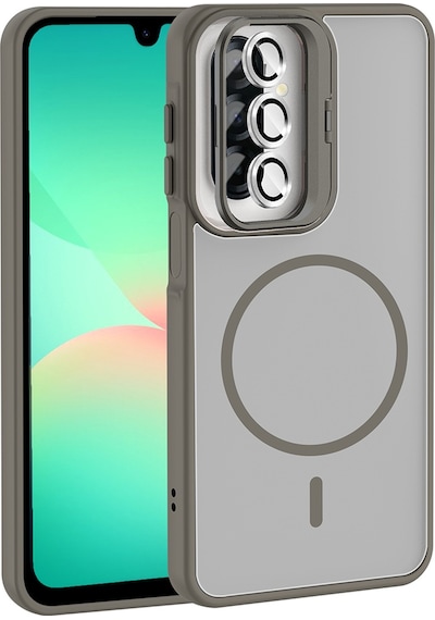 Galaxy Uyumlu A17 Kılıf Standlı Ve Kamera Lens li Mkst Etro Kapak - Gri Gri