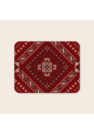 Tabloe Halı Desenli Premium Mouse Pad - 23x19 Cm - Kaydırmaz Tabanlı Kaliteli Fare Mousepad Kırmızı
