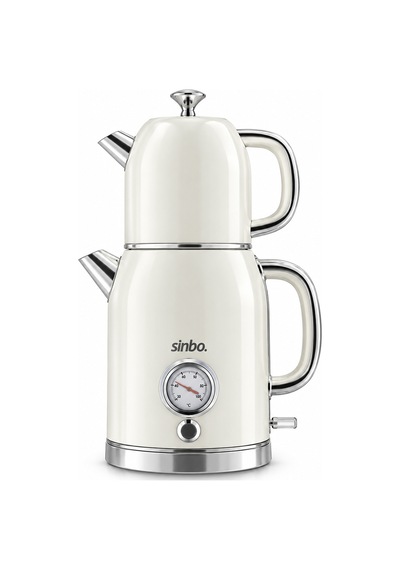 Elektrikli Retro Çay Seti 1600w Cam Demlik 1.8l+1l Derece Göstergeli