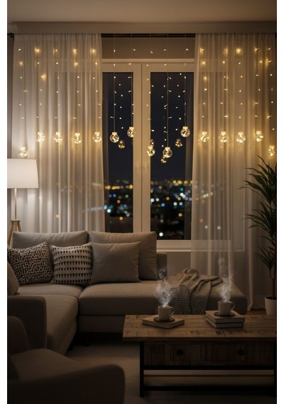 10 Sarkıtlı Kumandalı Dekoratif Top İçi Mini Toplu Led Günışığı Rengi Dekoratif Aydınlatma Diğer