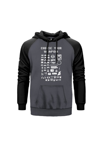 Choose Your Weapon Gri Renk Reglan Kol Sweatshirt