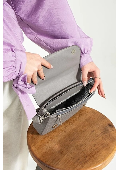 Just Polo Kadın Uzun Ayarlanabilir Askılı Şık El Ve Omuz Çantası Ebat : 23 X 14 Cm Shoulder Bag Gri