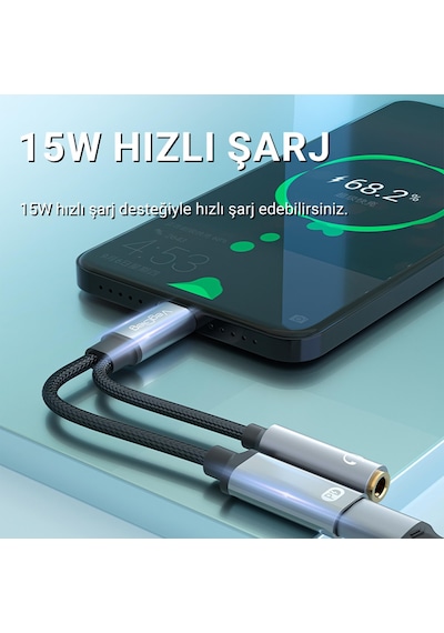 Veggieg Type-c To 3.5mm Kulaklık Ve Type-c Şarj Dönüştürücü Adaptör