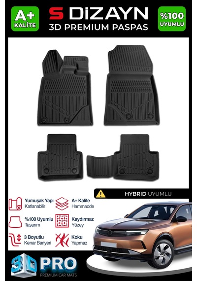 Opel Grandland X Hybrid 3d Pro Havuzlu Paspas 2025 Üzeri A+ Kalite 3ds-sdz252