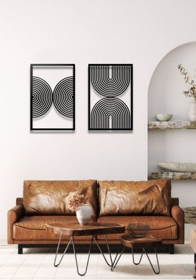 Bohem Stil Modern 2 Li Metal Duvar Dekoru Seti 60 X 75