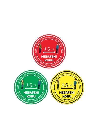 Letbil - Sosyal Mesafe Uyarı Folyo Stickeretiketi