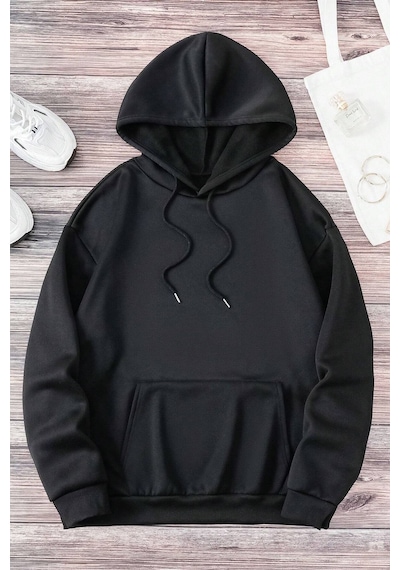 Uyguntarz Can Dostum Baskılı Oversize Sweatshirt siyah