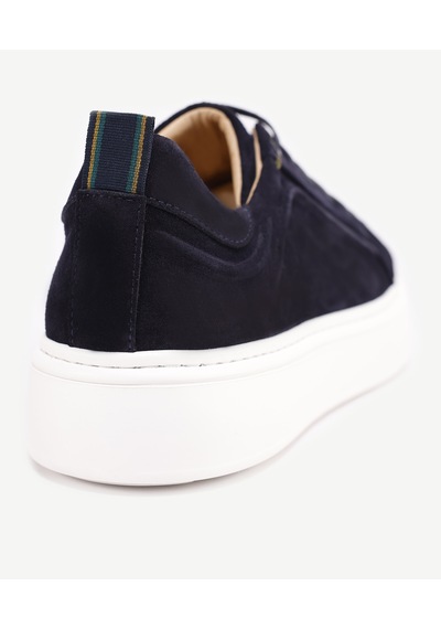 Yargıcı Silikon Kabartmanlı Deri Bağlı Sneakers Lacivert