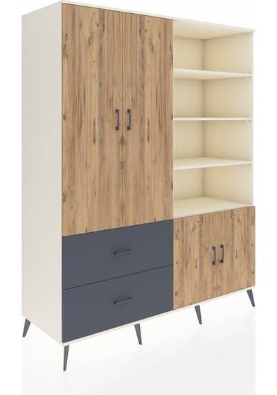 Kronos Gardrop 7 Raflı 2 Çekmeceli Tek Askılı 176x59x221 Aytaşı-çam/antrasit Çam/antrasit Kronos Gardrop 7 Raflı 2 Çekmeceli Tek Askılı 176x59x221 Aytaşı-çam/antrasit Çam/antrasit