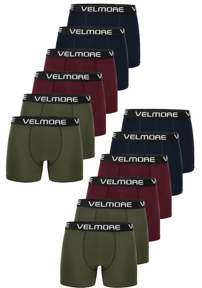 Velmore Erkek Boxer 12 Li Premium Kutu Pamuklu Likralı Beden S - 5xl Lacivert-bordo-haki