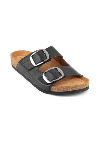 Hush Puppies Chioma 625210 Hakiki Deri Kadın Terlik Siyah Siyah