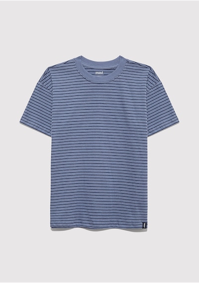 Mavi Çizgili Tişört Loose Fit / Bol Rahat Kesim 6610390-90788 Lacivert-90788