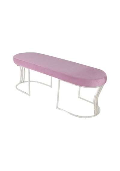 Viego Silver Smooth- Pembe Kapitoneli Model Puf & Bench & Koltuk- Oturak-uzun Makyaj Puff-yatak Odası Ucu &önü