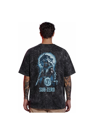 Tasarım Sub-zero Mortal Kombat Anime Sırt Baskılı Unisex Oversize Siyah