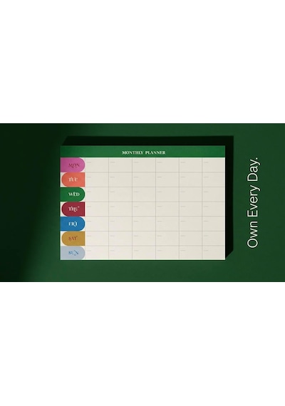 Paperto. Tarihsiz A4 Aylık Masa Planlayıcı 80 Yaprak 110gr. Ivory Minimal Tasarım Ofis & Ev İçin Aylık Takip İngilizce Çok Renkli
