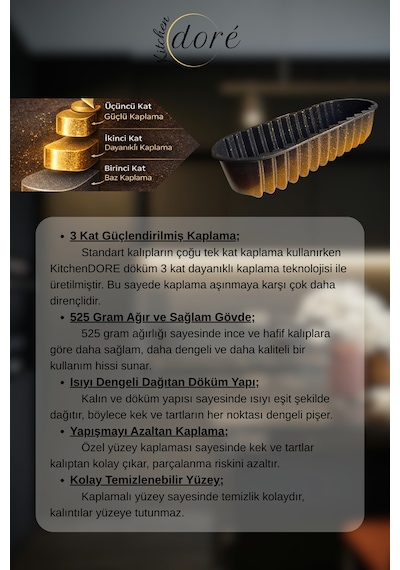 Baton Kek Kalıbı Royal Gold Kalın Döküm Üç Katmanlı Kaplama 525 Gram Altın