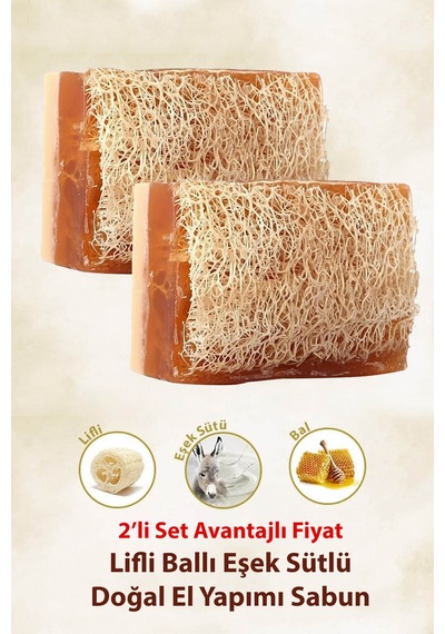 Arap Makyaj Dünyası Lifli Ballı Eşek Sütlü El Yapımı Sabun 2 x 120 G