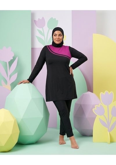 Pierre Cardin Büyük Beden Sıfır Yaka Düz Paça İç Giyimli Çift Boneli Kadın Tesettür Mayo Siyah Pierre Cardin Büyük Beden Sıfır Yaka Düz Paça İç Giyimli Çift Boneli Kadın Tesettür Mayo Siyah