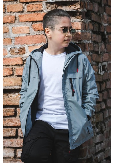 Pina Kids Erkek Çocuk Kapüşonlu Rüzgar Geçirmez Cepli Mevsimlik Mont Mm5016 Mint
