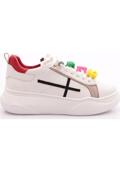 Dgn 1023 Kadin Sneaker Ayakkabi 1023-2007-R146209 Beyaz - Kırmızı