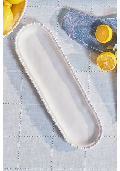 Karaca Perla Melamin Kayık Tabak 44 cm Beyaz