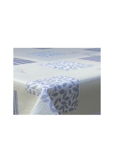 Kaydırmaz Taban Krem Gri Kareli Çiçek Desen Pvc Dikdörtgen Muşamba Masa Örtüsü 122x155 Cm Bej