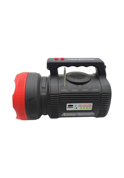 Gold Silver Gs-540 Solar Aydınlatma Seti - 20w Güneş Enerjili Şarjlı Fener, Bluetooth, Radyo, Mp3 + 3 Ampul Siyah