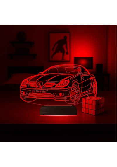 Luvivia Spor Araba Mercedes Slk Tasarım Kişiye Özel 3d Lamba - Masa Gece Lambası Şeffaf