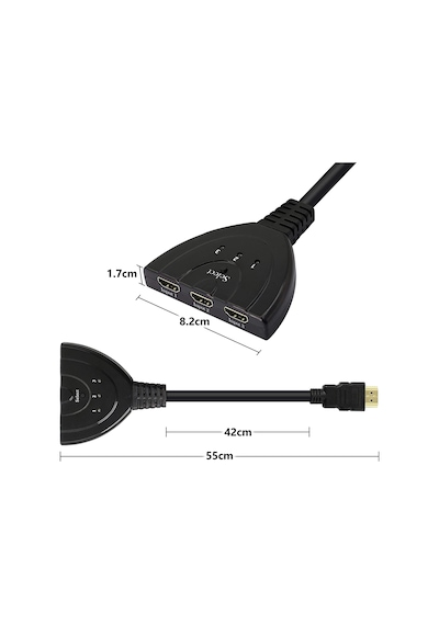 3 Port Hdmi Switch Hdmı Seçici Hdmi Giriş Çoklayıcı 3 In 1 Out