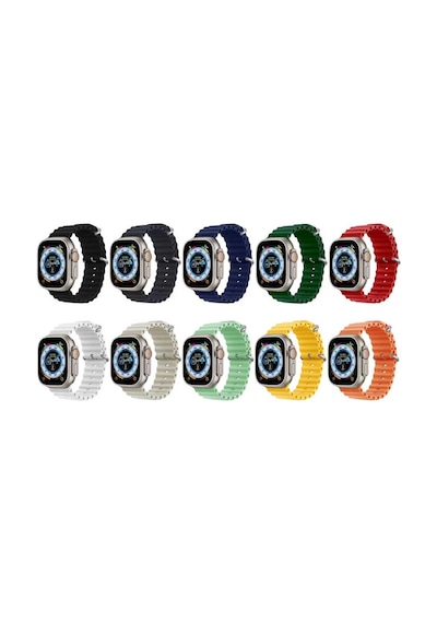 Ekılıf - Apple Uyumlu  Watch 7 45mm - Kordon Silikon Kordon Krd-75 - Beyaz