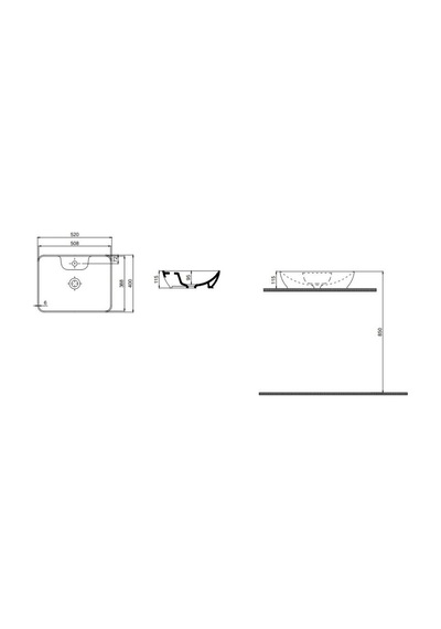 Tezgah Üstü Set Üstü Lavabo 40 52 Delikli Quarter Bath Smooth Line Beyaz