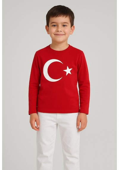 Gala Ayyıldızlı Uzun Kol Çocuk Tişört Kırmızı
