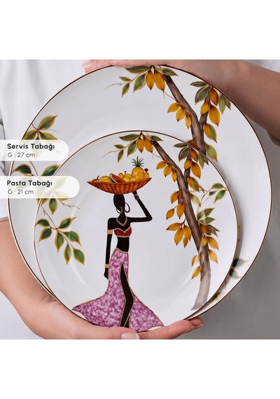 Elegance Bone Samira 24 Parça 6 Kişilik Yemek Takımı Çok Renkli