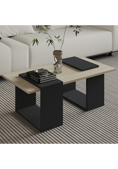 Matris Modern Orta Sehpa Geometrik Tasarım Ve Şık Detaylar Traverten/antrasit Matris Modern Orta Sehpa Geometrik Tasarım Ve Şık Detaylar Traverten/antrasit